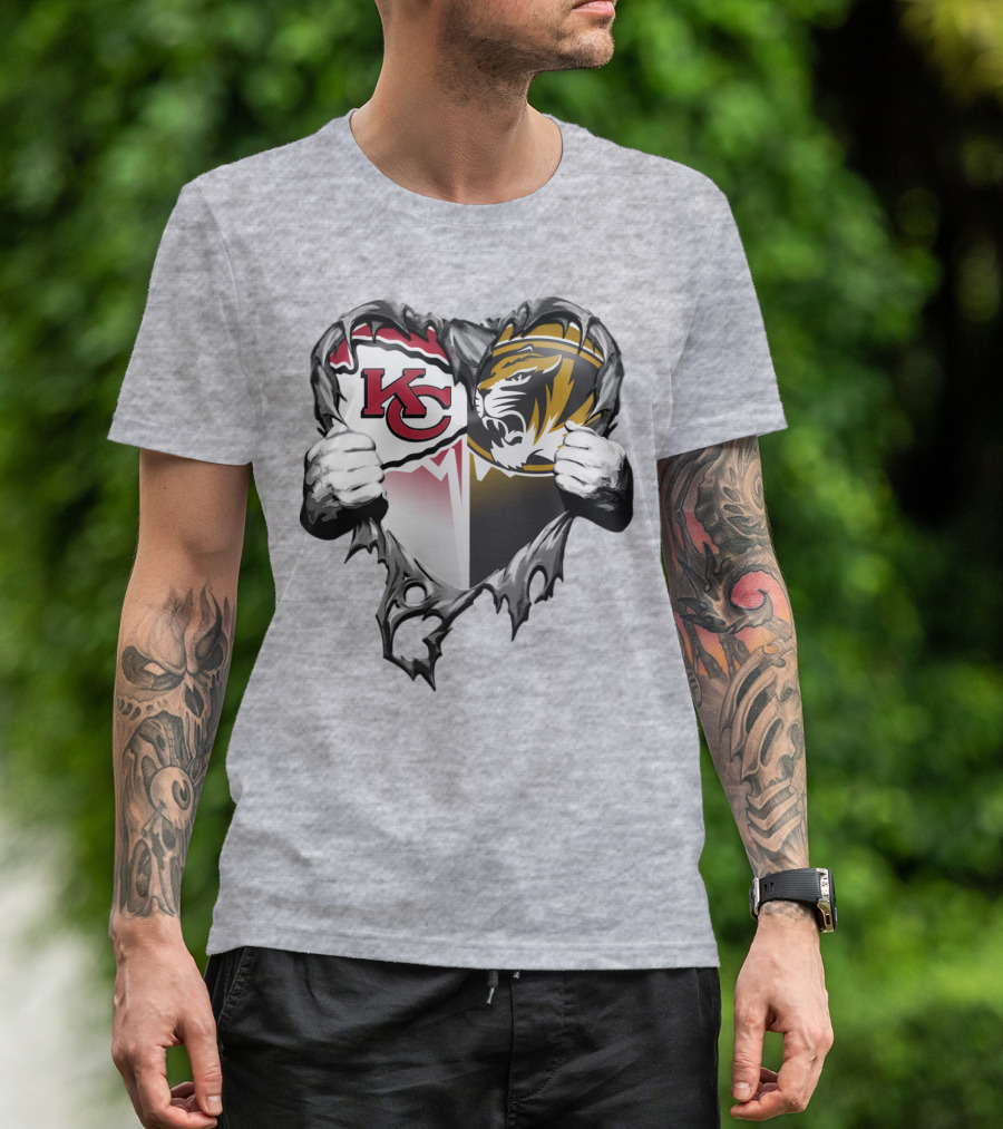 Kc Chiefs And Missouri Tigers Heart T-Shirt
