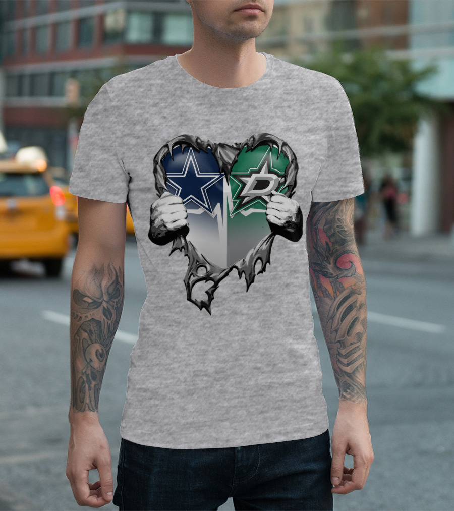 Dallas Cowboys Star Dallas Stars Logo Heart Hands Xatt044 T-Shirt