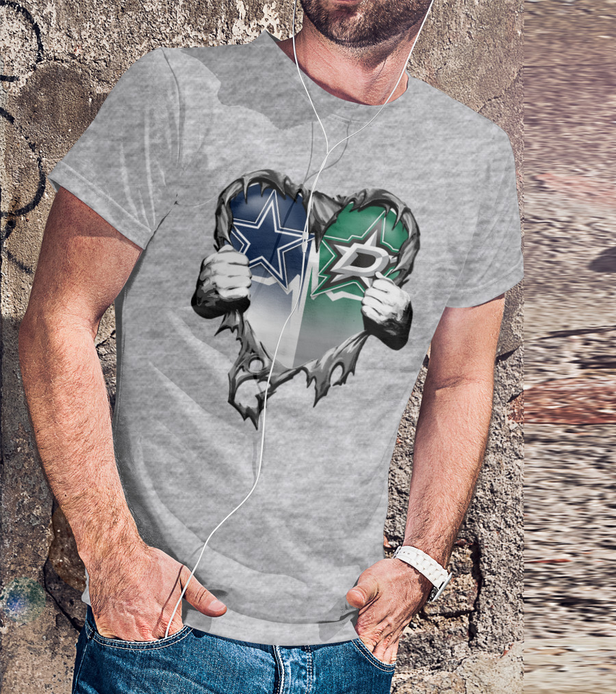 Dallas Cowboys Star Dallas Stars Logo Heart Hands Xatt044 T-Shirt