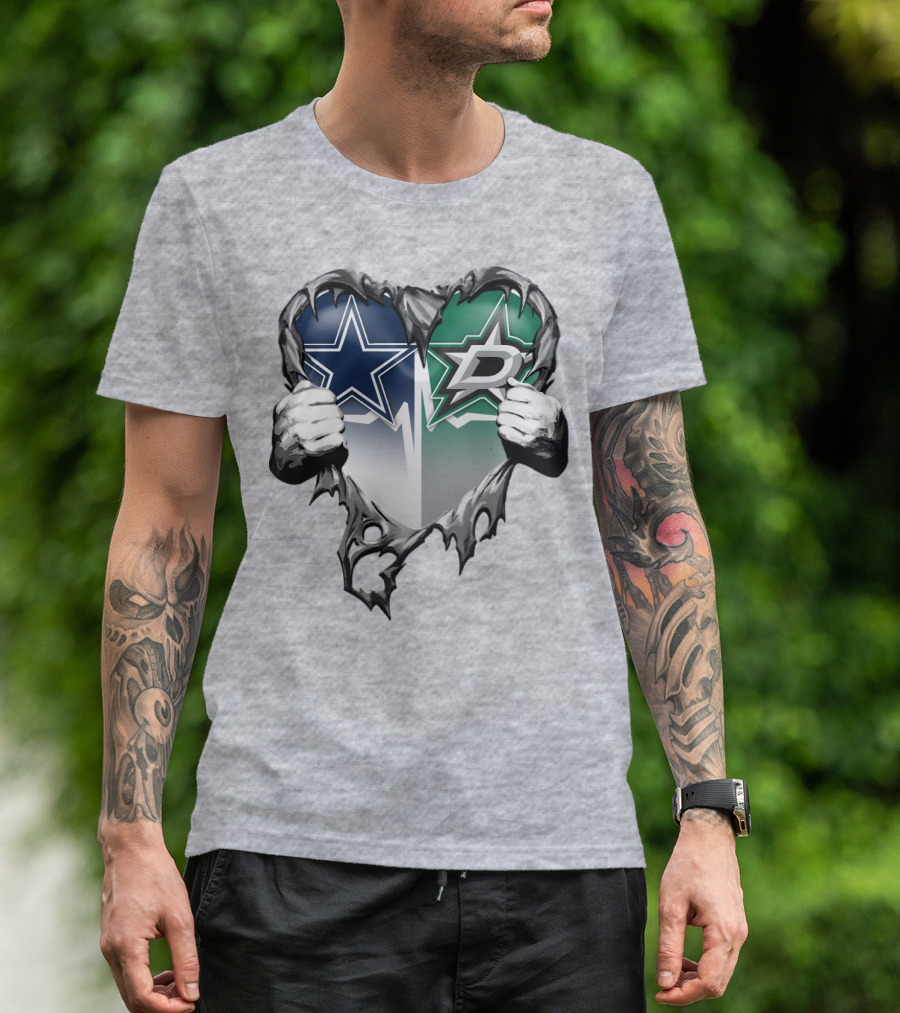 Dallas Cowboys Star Dallas Stars Logo Heart Hands Xatt044 T-Shirt