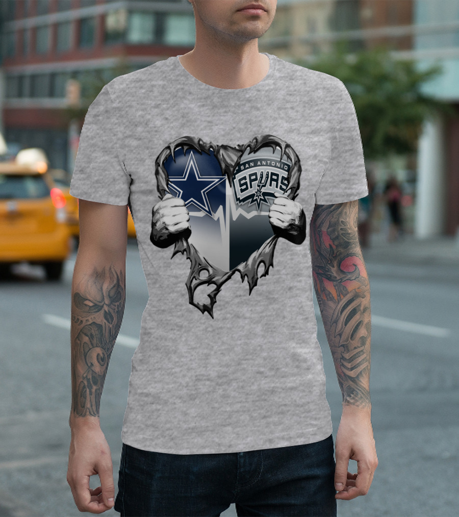 Dallas Cowboys San Antonio Spurs Heart T-Shirt