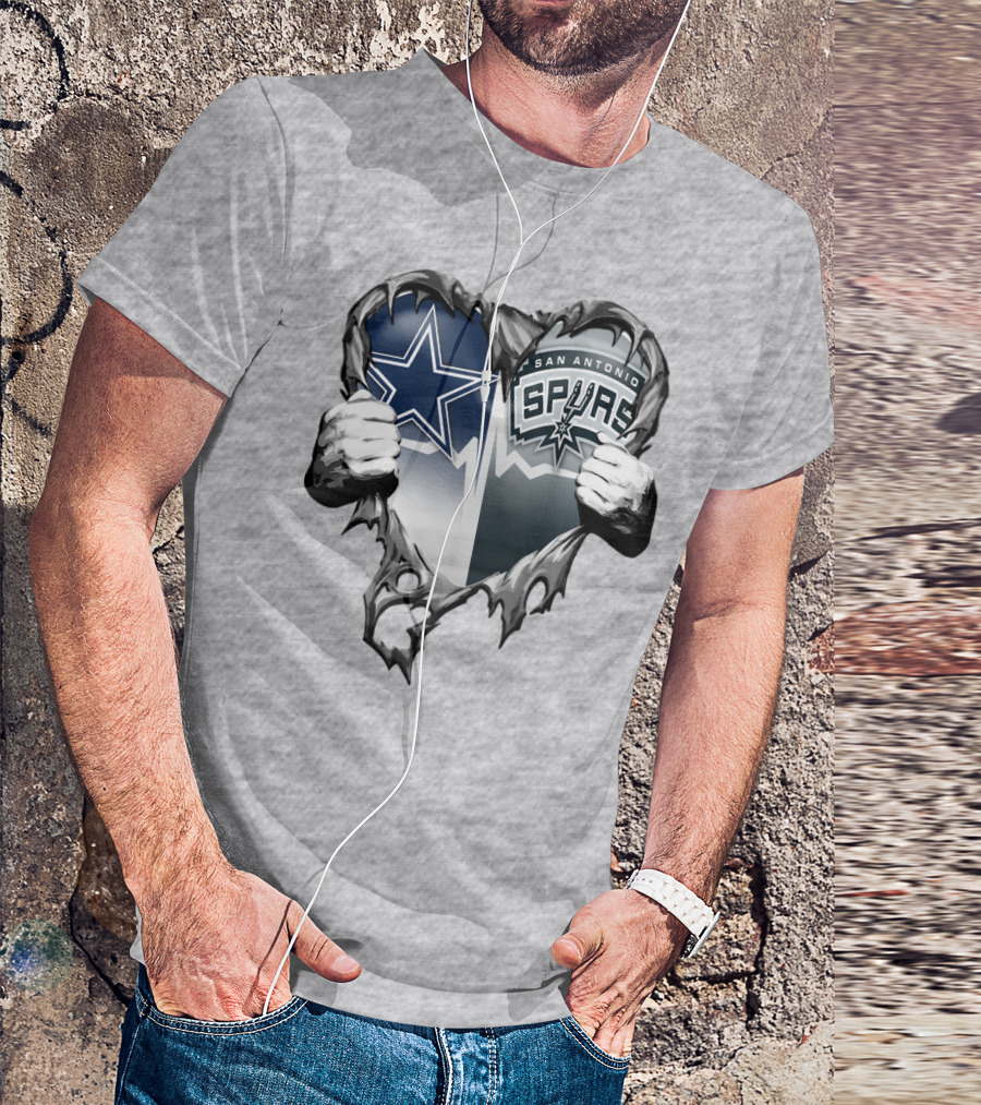 Dallas Cowboys San Antonio Spurs Heart T-Shirt