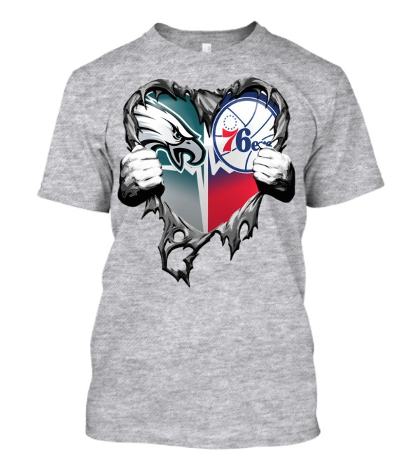 Philadelphia Eagles And 76ers Heart T-Shirt