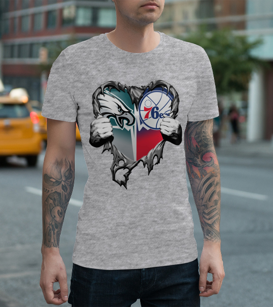 Philadelphia Eagles And 76ers Heart T-Shirt