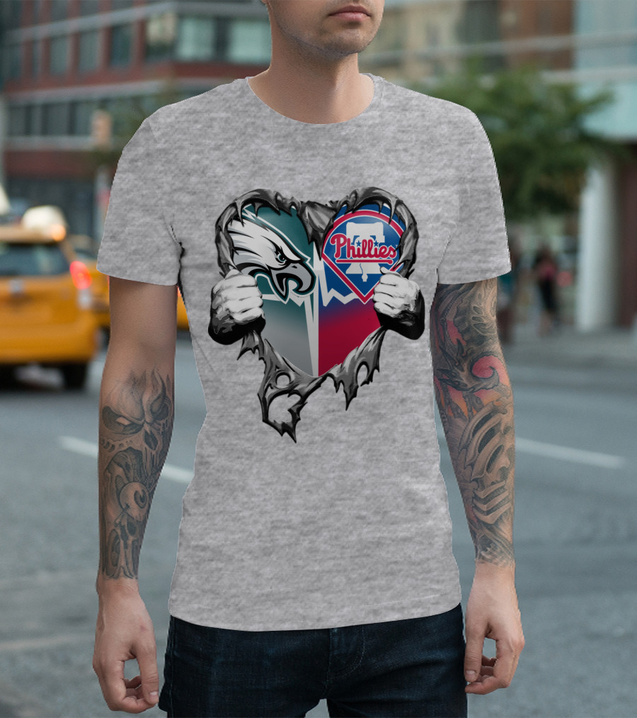 Eagles Phillies Heart Logo Blend T-Shirt