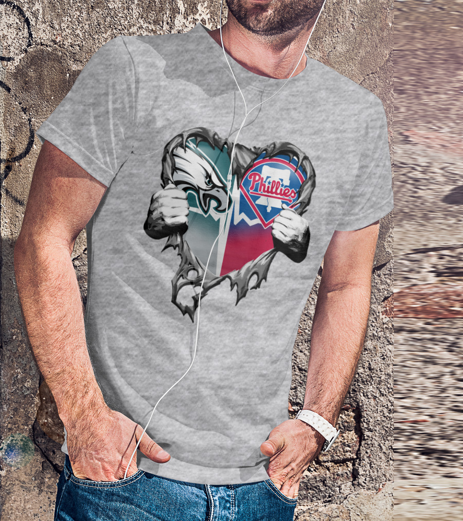 Eagles Phillies Heart Logo Blend T-Shirt