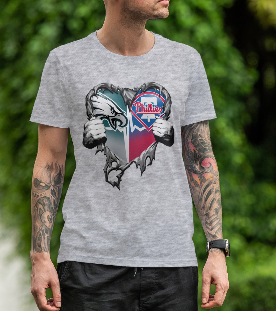 Eagles Phillies Heart Logo Blend T-Shirt