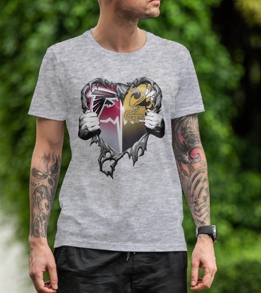 Falcons Georgia Tech Yellow Jackets Breaking Heart T-Shirt