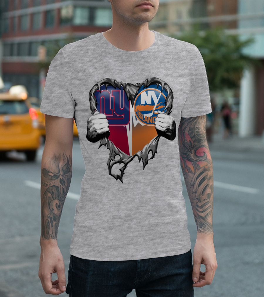 Ny Giants And Ny Islanders Heart T-Shirt
