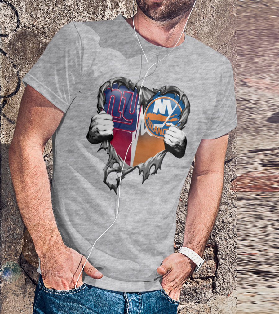 Ny Giants And Ny Islanders Heart T-Shirt