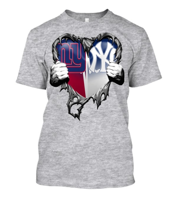 New York Giants Ny Yankees Heart T-Shirt