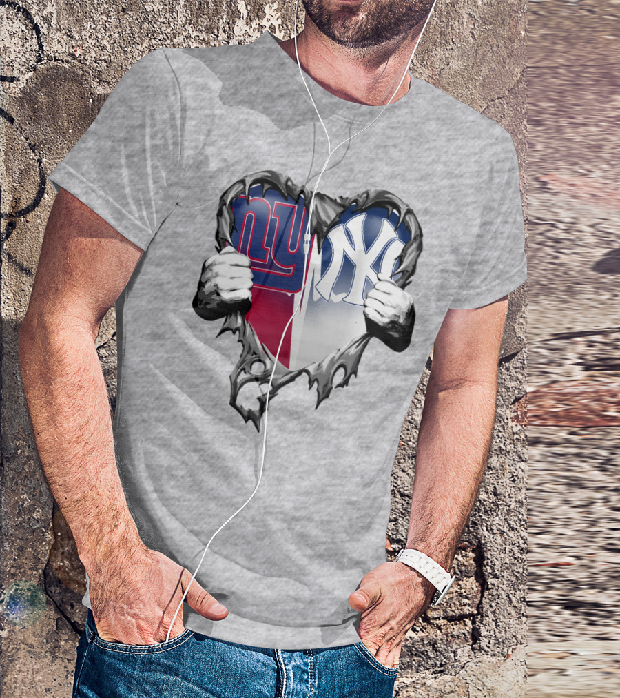 New York Giants Ny Yankees Heart T-Shirt