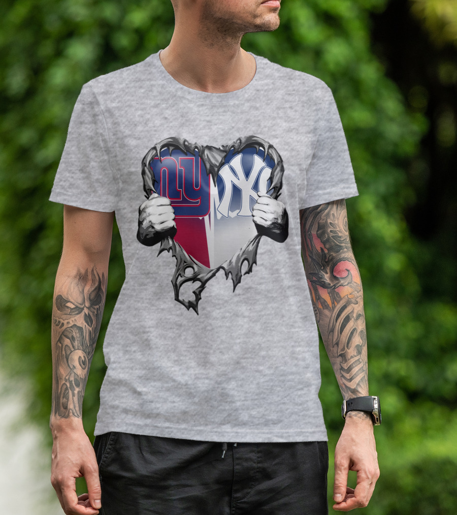 New York Giants Ny Yankees Heart T-Shirt