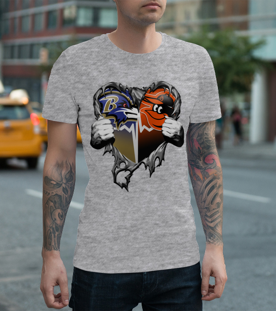 Baltimore Ravens Orioles Heart T-Shirt