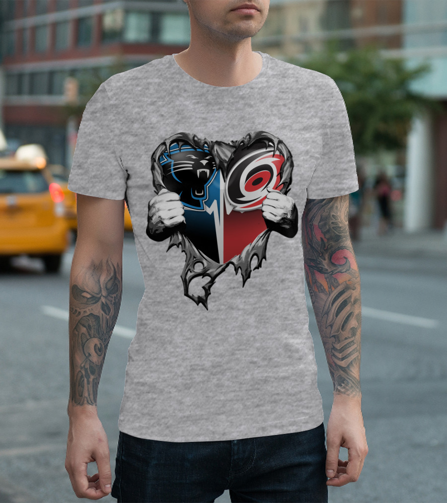 Carolina Panthers Hurricanes Heart T-Shirt