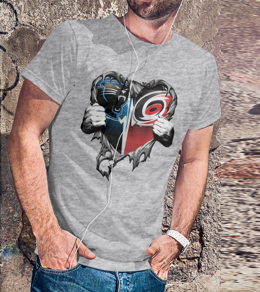 Carolina Panthers Hurricanes Heart T-Shirt