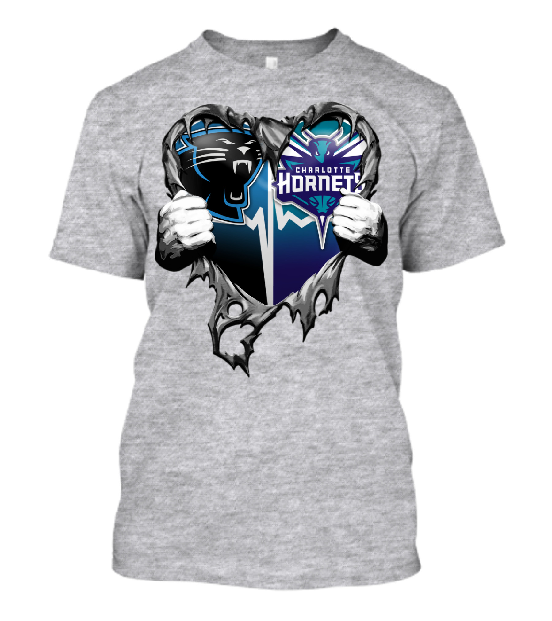 Carolina Panthers Charlotte Hornets Heart T-Shirt