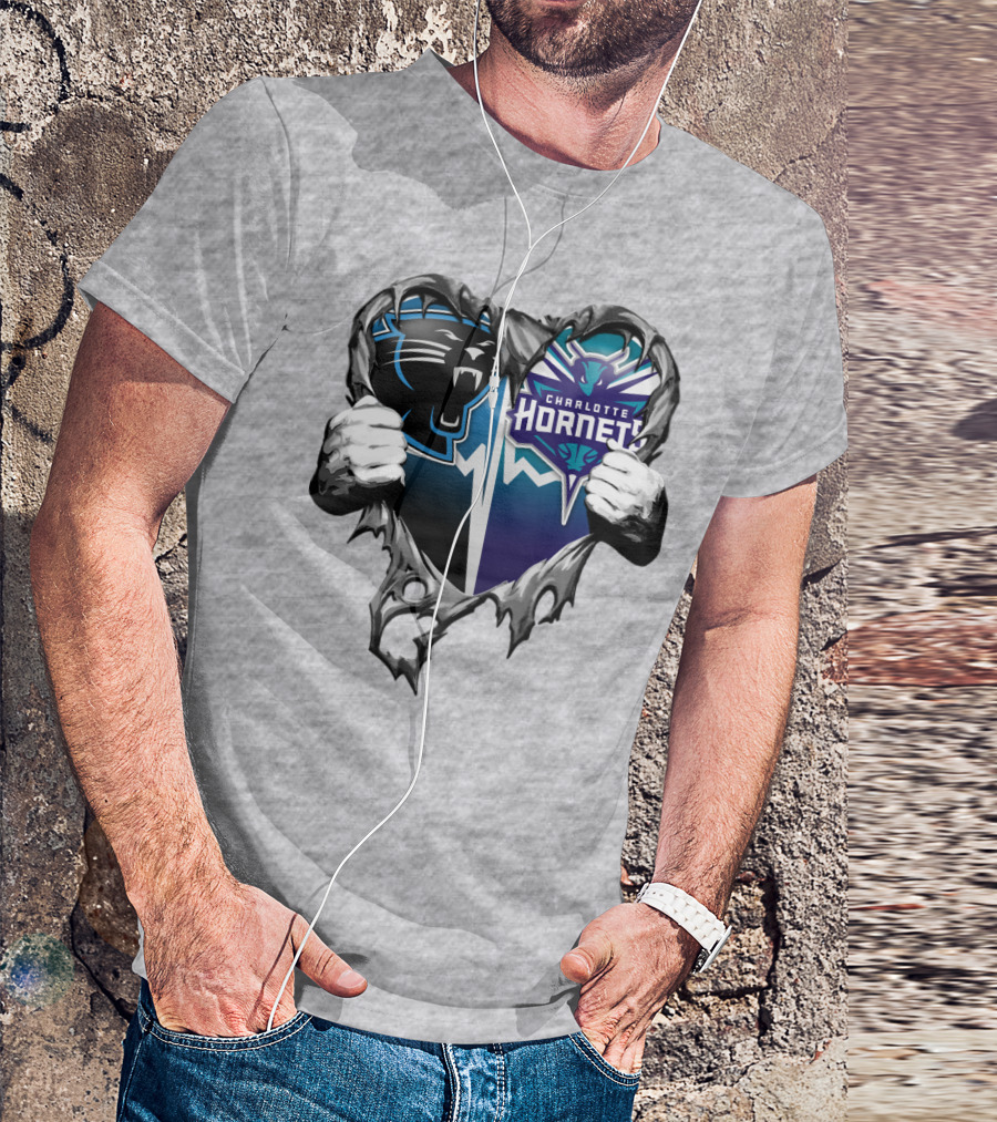 Carolina Panthers Charlotte Hornets Heart T-Shirt