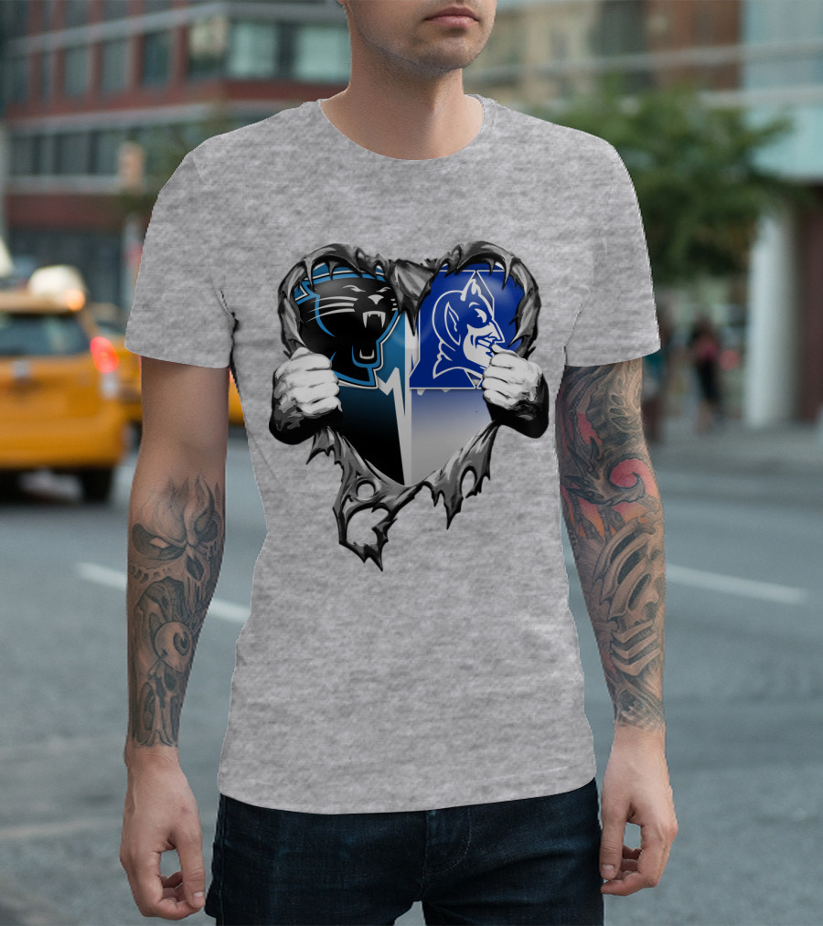 Carolina Panthers Duke Blue Devils Heart T-Shirt