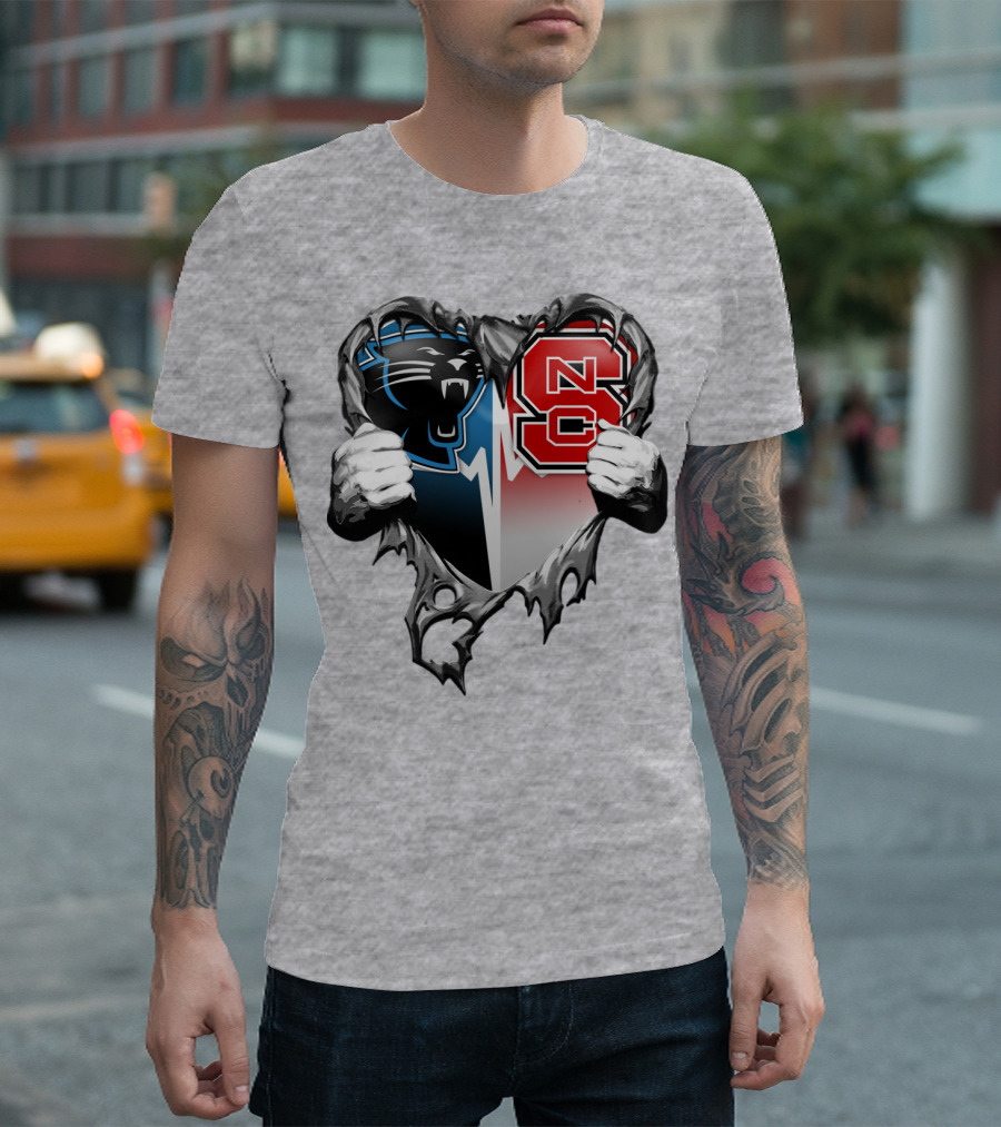 Carolina Panthers Nc State Heart T-Shirt