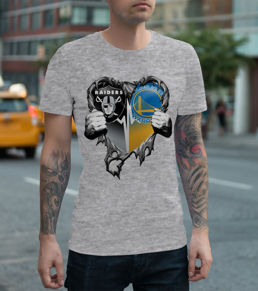 Raiders Golden State Warriors Heart Logo Xatt094 T-Shirt