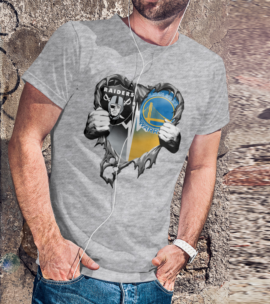Raiders Golden State Warriors Heart Logo Xatt094 T-Shirt
