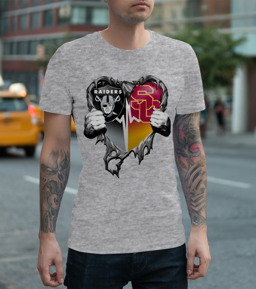 Raiders Usc Heart Logo Mashup T-Shirt