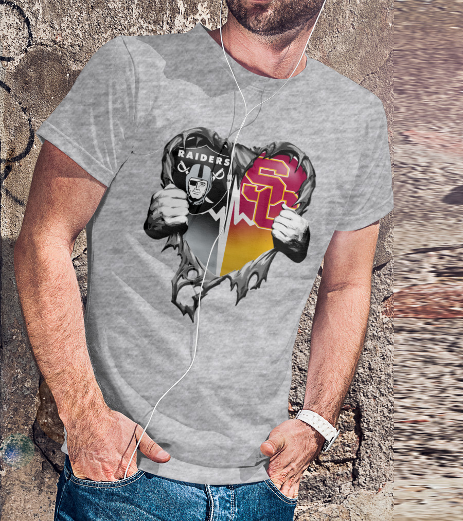 Raiders Usc Heart Logo Mashup T-Shirt