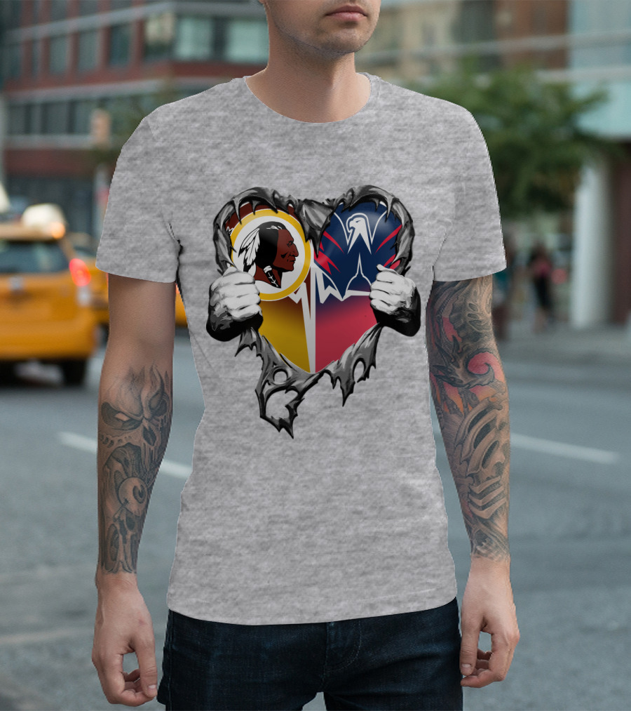 Washington Redskins Wizards Heart Logo Mashup T-Shirt