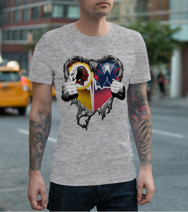 Washington Redskins Wizards Heart Logo Mashup T-Shirt