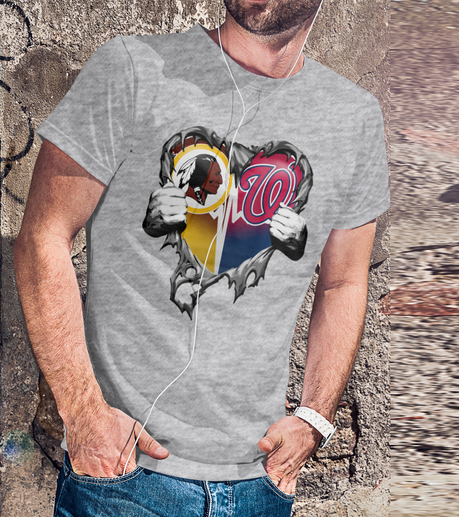 Washington Football Team And Nationals Heart Design Xatt105 T-Shirt