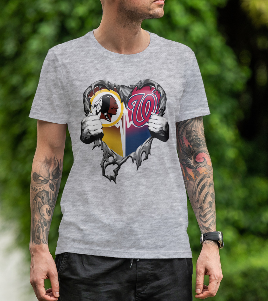 Washington Football Team And Nationals Heart Design Xatt105 T-Shirt