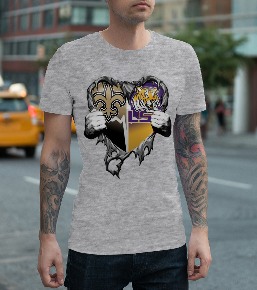 New Orleans Saints Lsu Tigers Heart T-Shirt