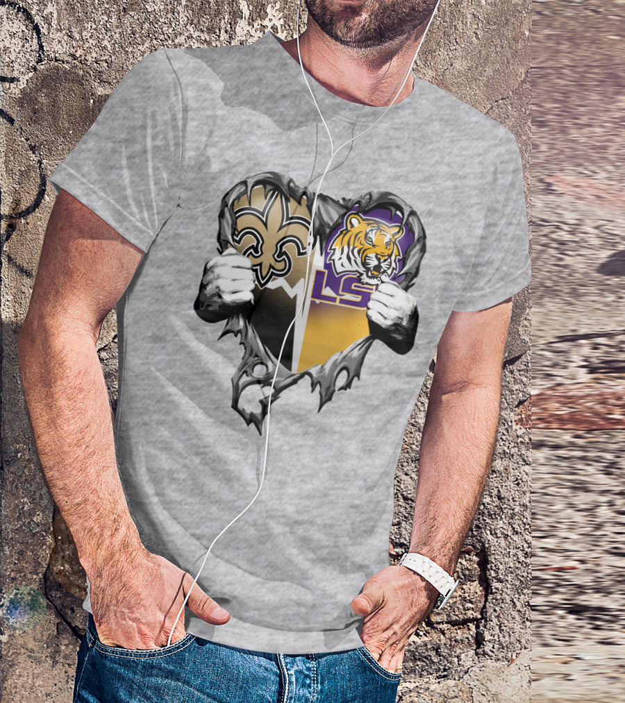 New Orleans Saints Lsu Tigers Heart T-Shirt