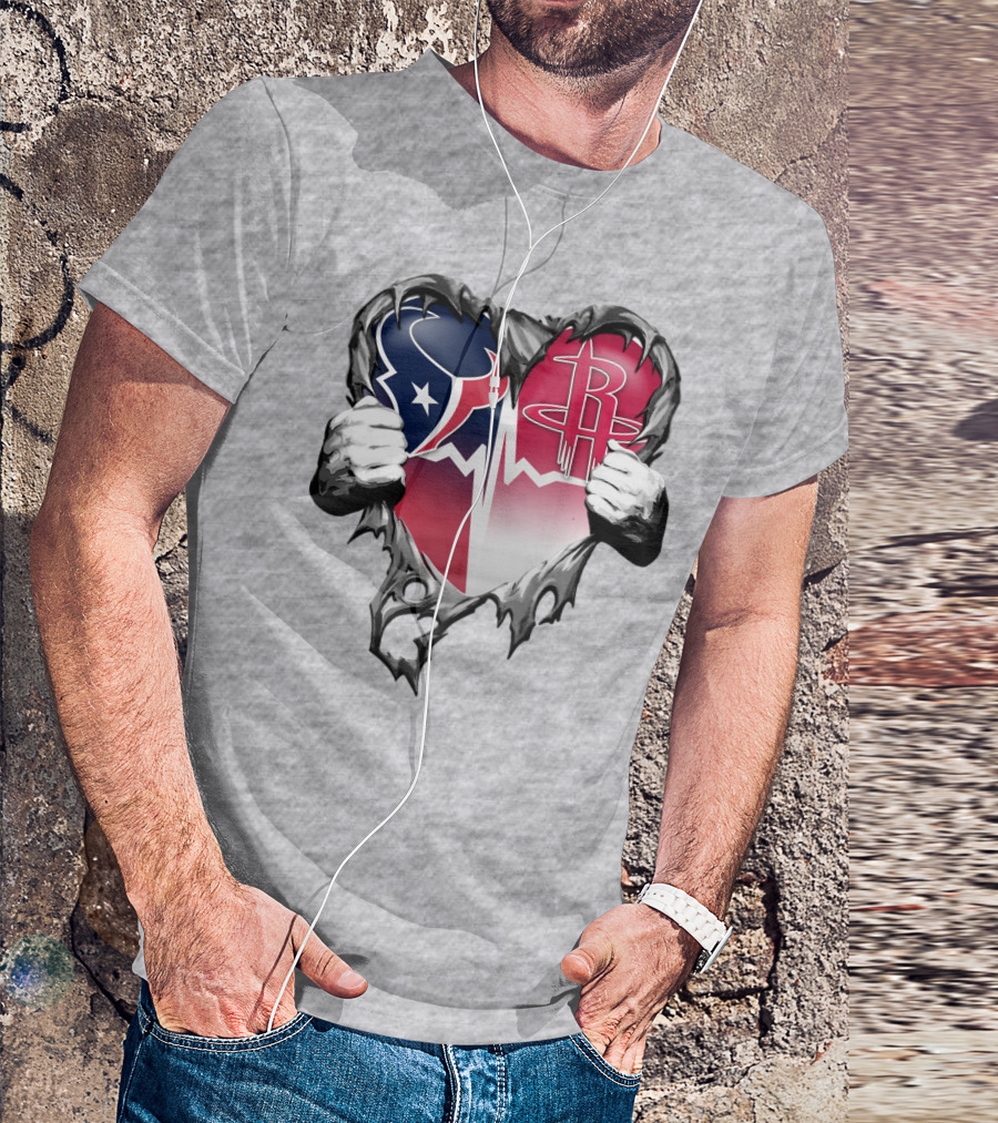 Texans Rockets Heartbeat Fusion Burst T-Shirt