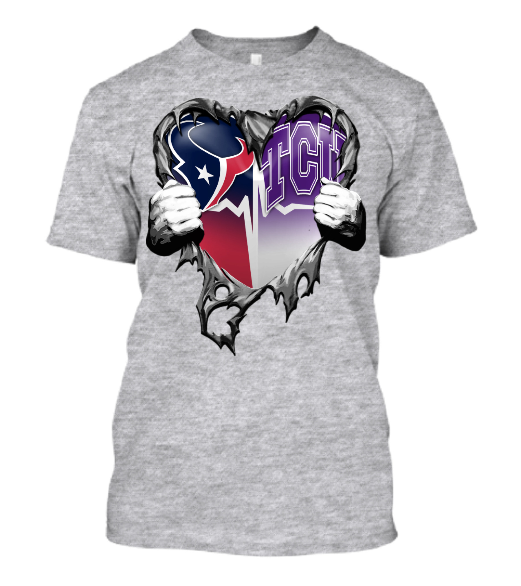 Houston Texans Tcu Horned Frogs Heart T-Shirt