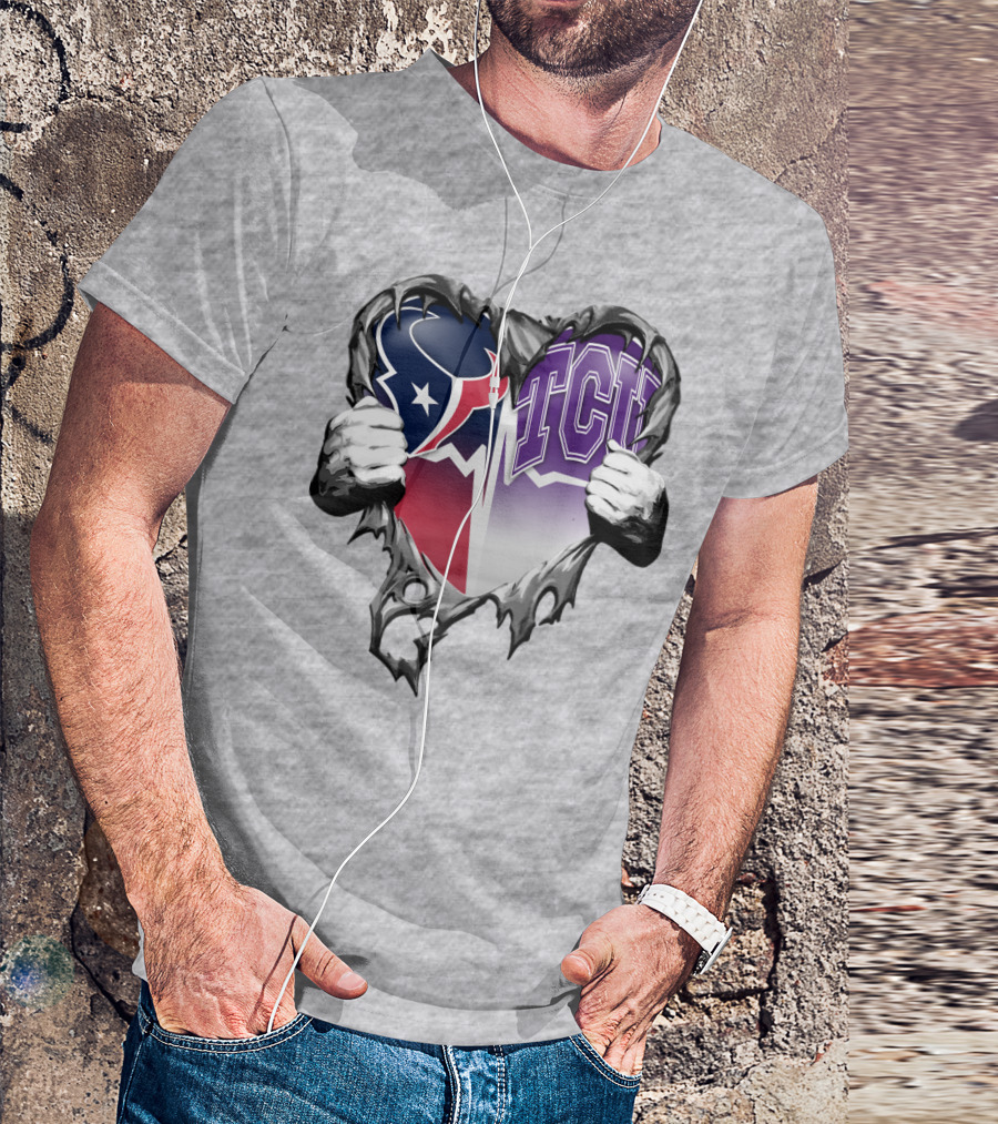 Houston Texans Tcu Horned Frogs Heart T-Shirt