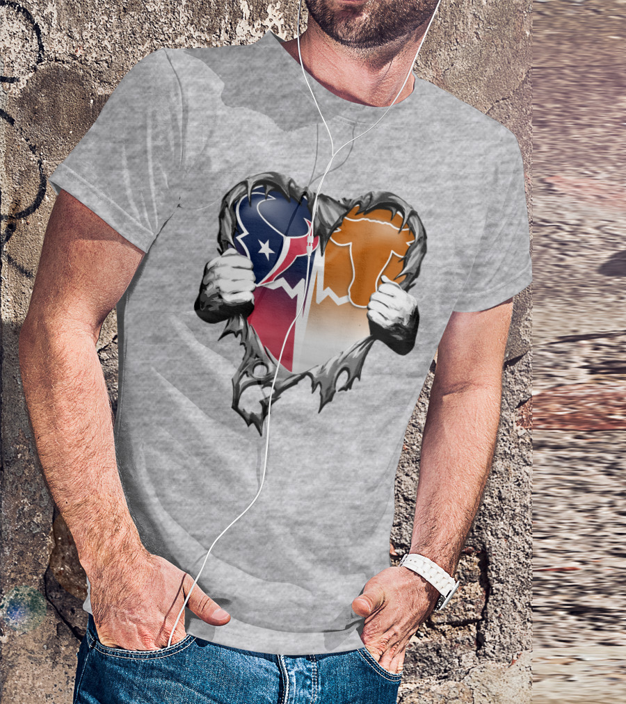 Houston Texans Dallas Cowboys Split Heart T-Shirt