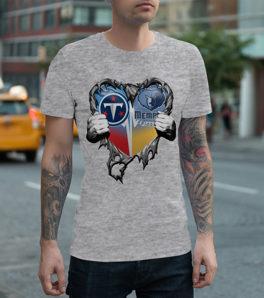 Titan Pride Grizzlies Heart Fusion T-Shirt