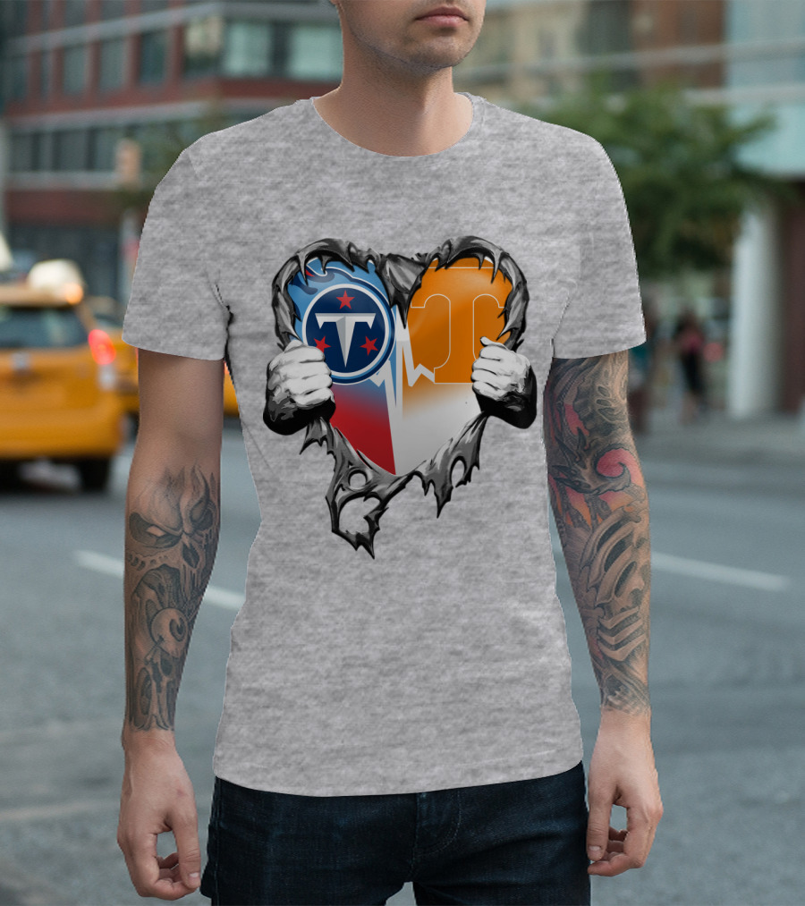 Tennessee Titans And Volunteers Heart T-Shirt
