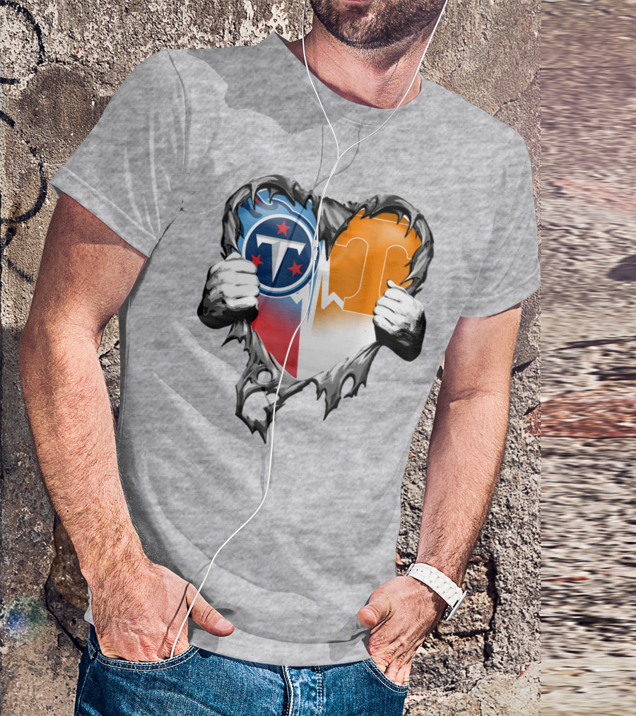Tennessee Titans And Volunteers Heart T-Shirt