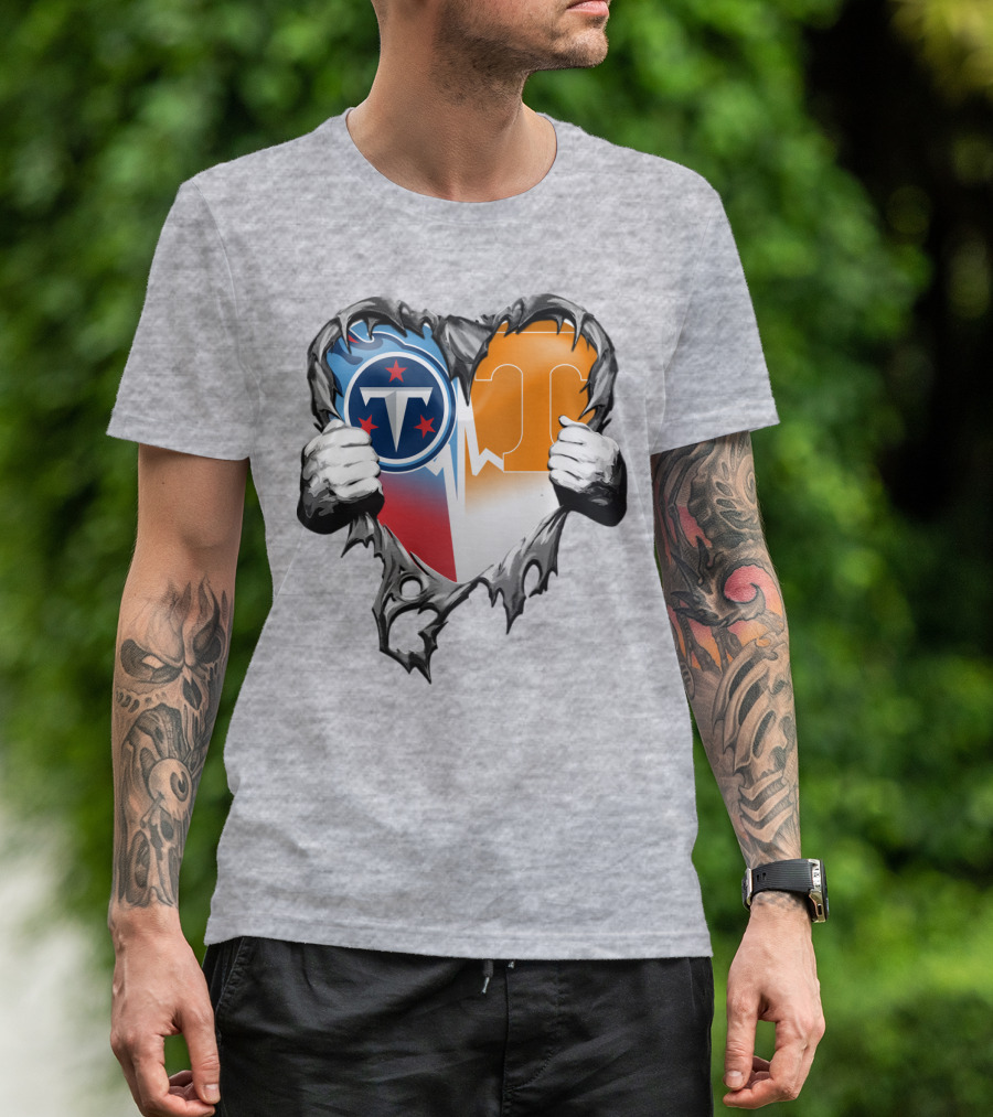 Tennessee Titans And Volunteers Heart T-Shirt