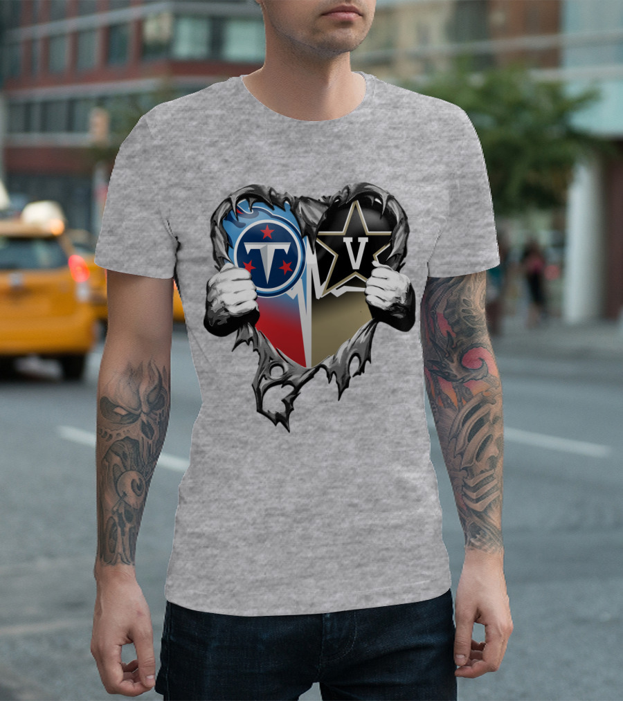 Tennessee Titans And Vanderbilt Commodores Heart T-Shirt