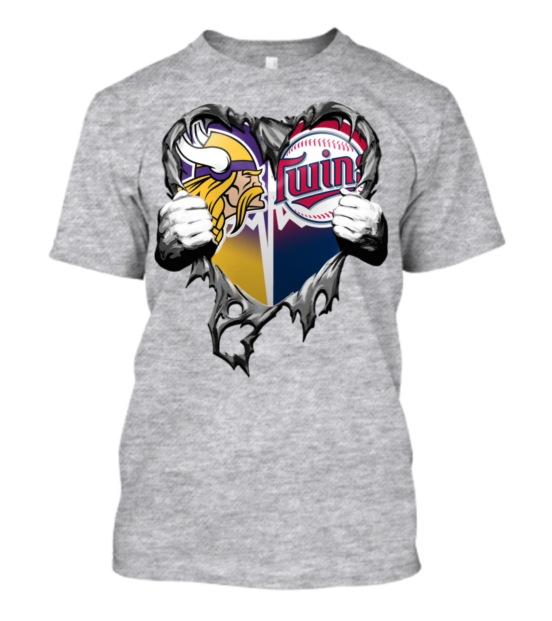 Vikings Twins Heart Logo Fusion T-Shirt