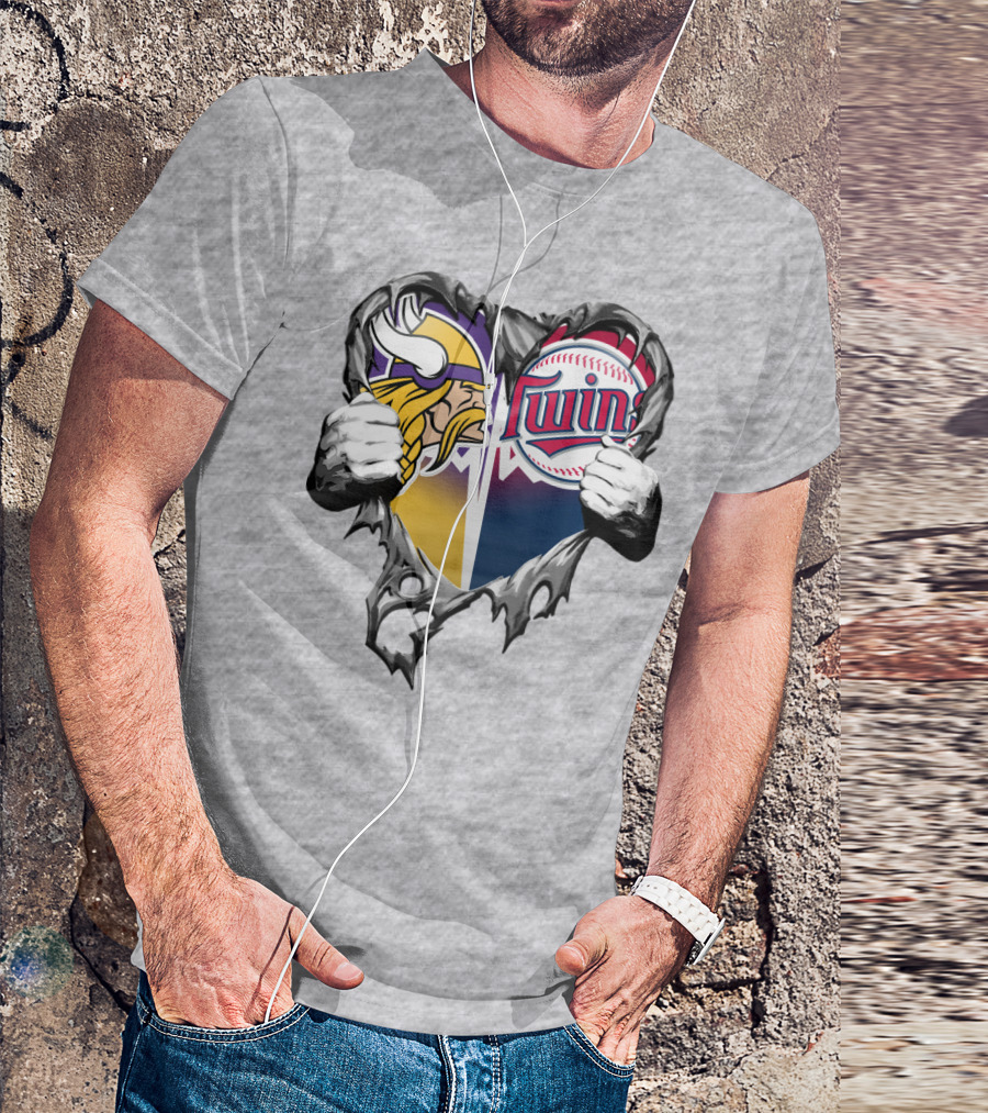 Vikings Twins Heart Logo Fusion T-Shirt