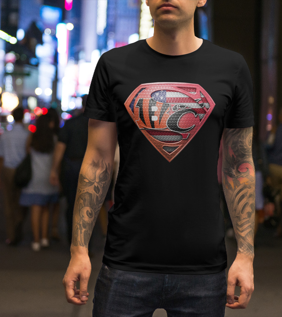 Nfl Afc Superman Shield With American Flag And Superhero T-Shirt