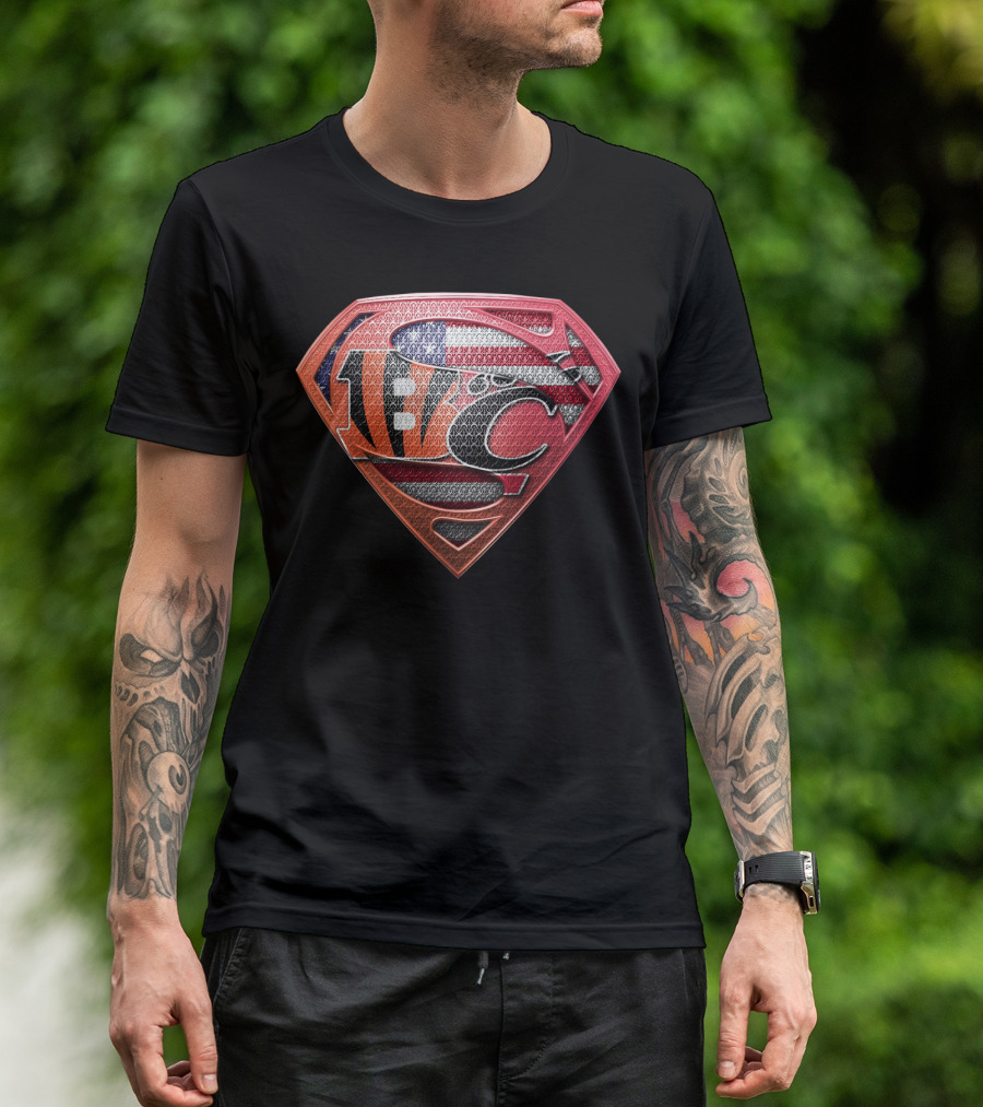 Nfl Afc Superman Shield With American Flag And Superhero T-Shirt