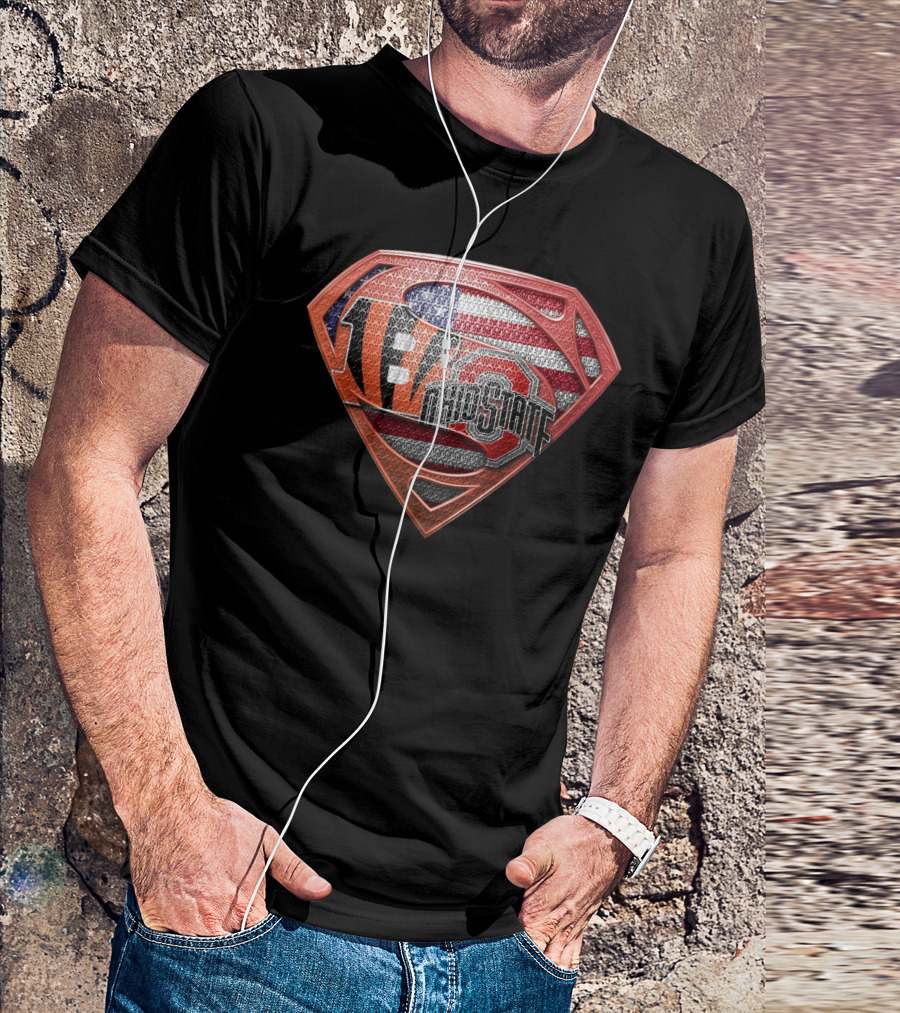 Superman Ohio State Bengals American Flag Fan T-Shirt
