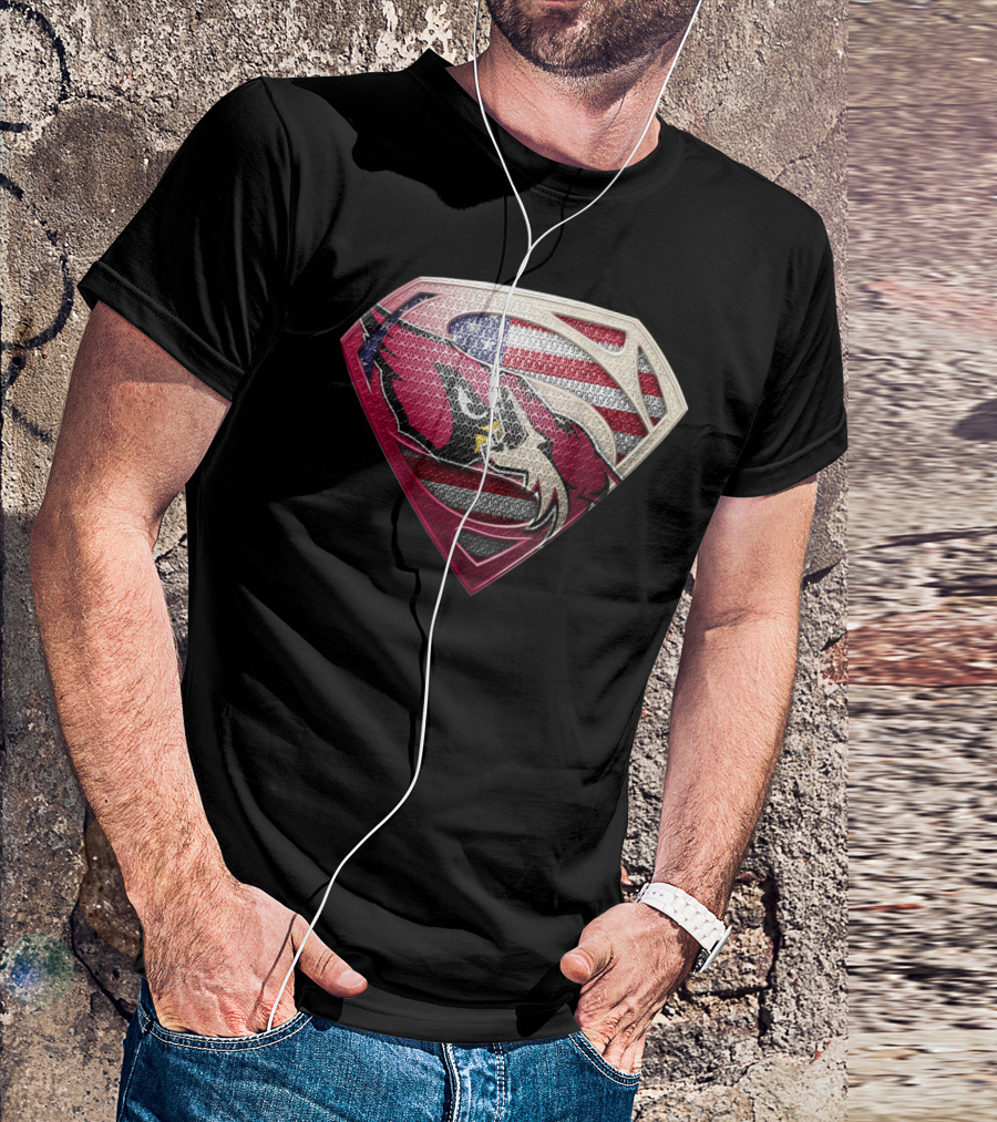 Arizona Cardinals Superman Logo American Flag Shield T-Shirt