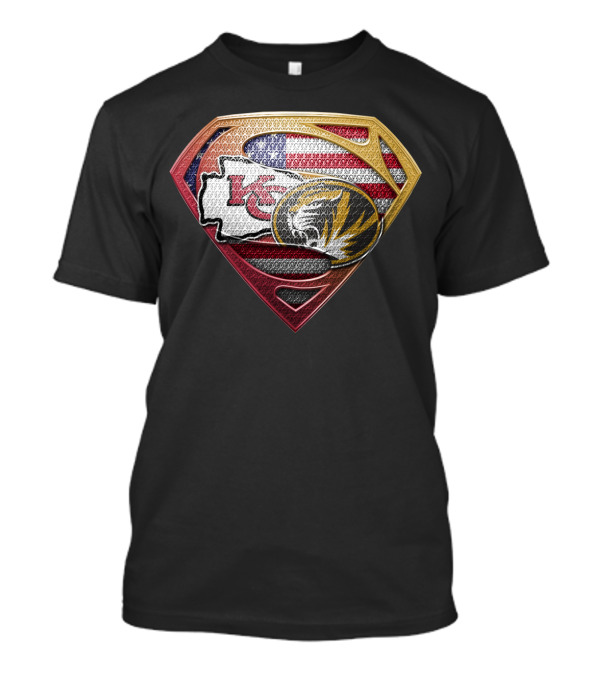 Missouri Chiefs Tigers Super Shield Usa Flag T-Shirt
